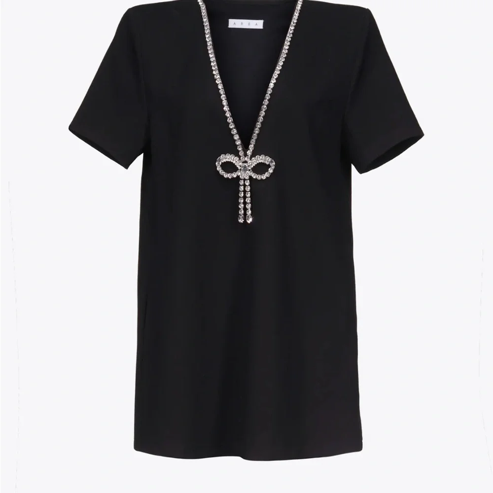 AREA - CRYSTAL BOW V-NECK T-SHIRT DRESS NWT - Picture 5 of 8